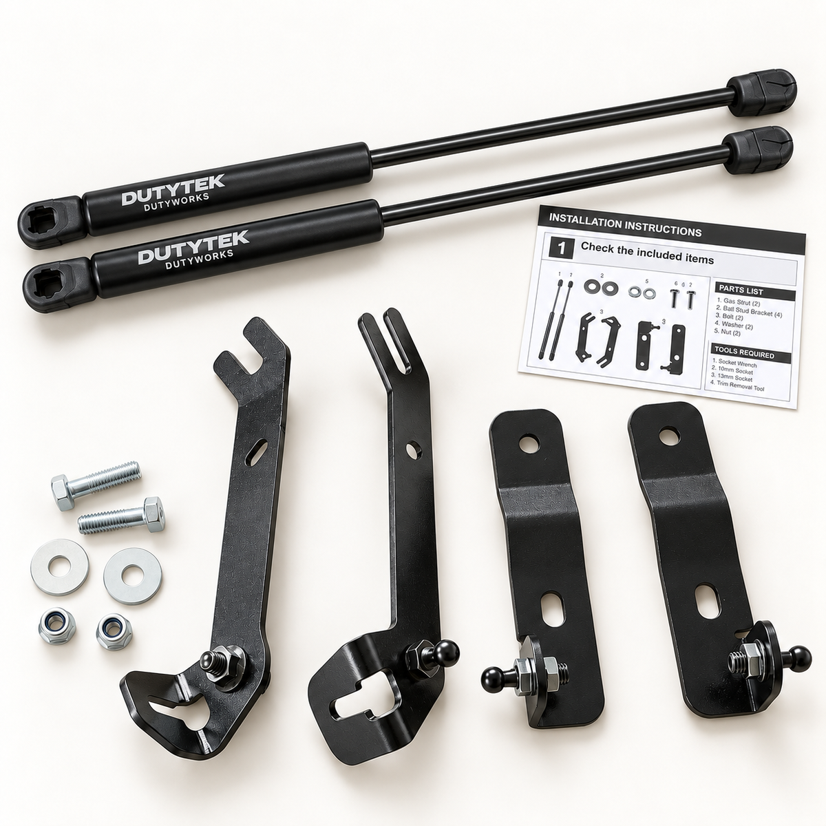 Complete bonnet strut kit for Ford Ranger Super Duty and Next Gen Ranger