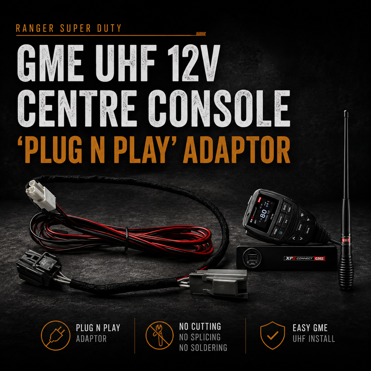 GME UHF Plug & Play 12V Adapter | Ford Ranger Super Duty & Next Gen Ranger