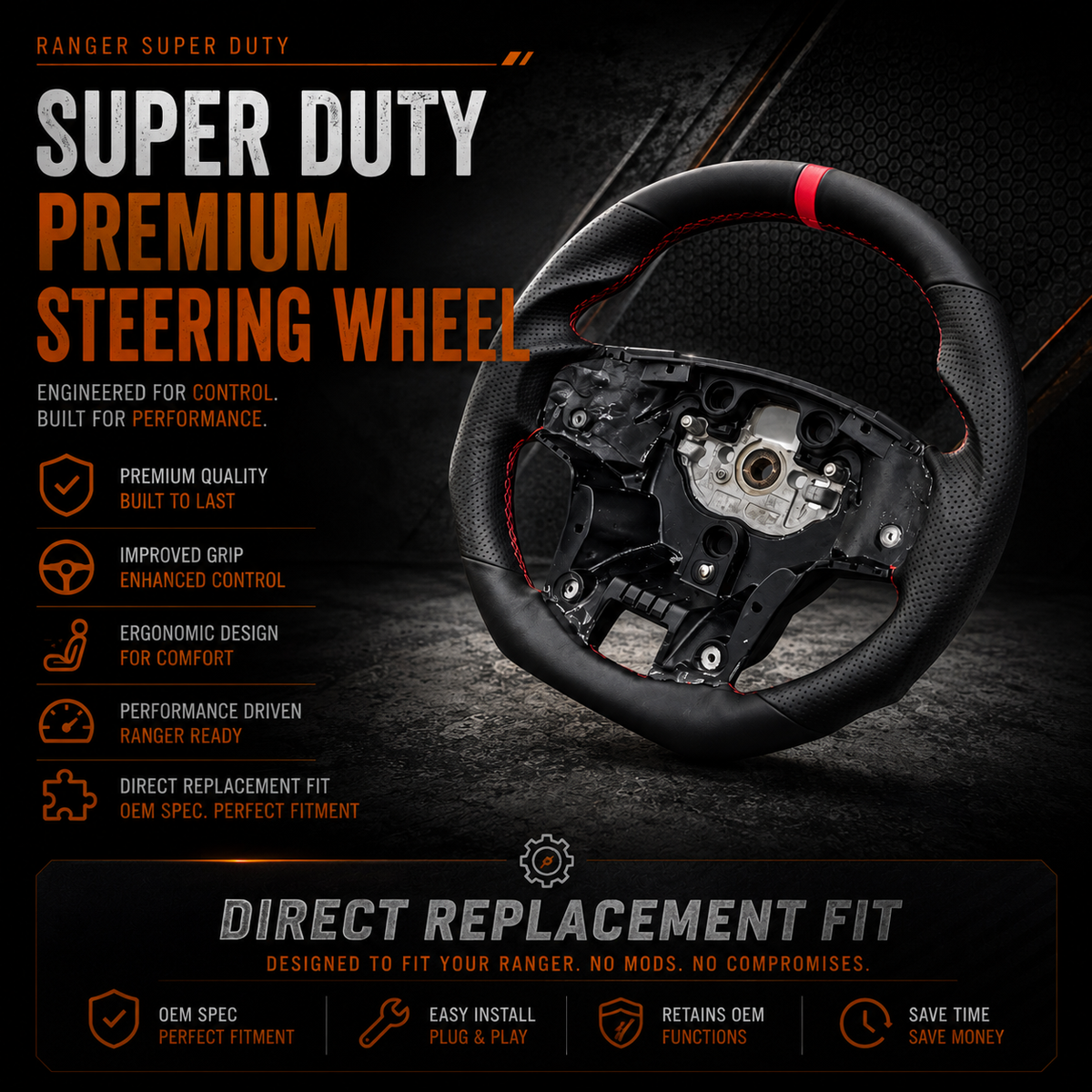 [Coming Soon] Premium Steering Wheel - Ranger Super Duty